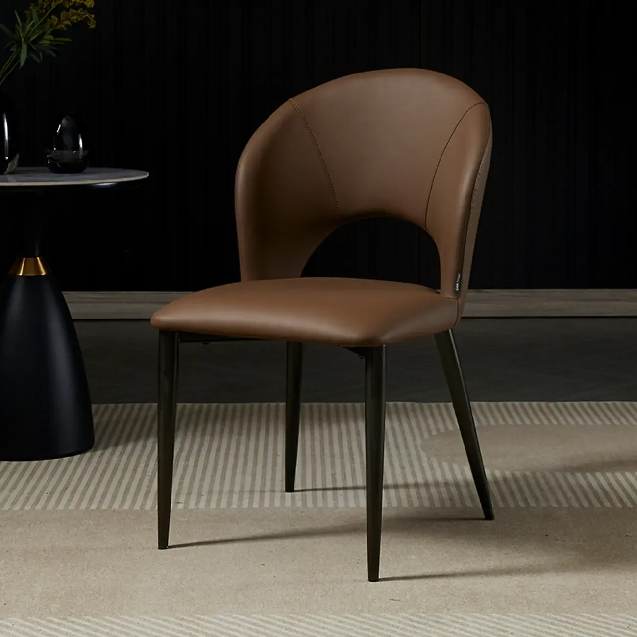 Mid Century Modern Dining Room Chairs Curved Back Faux Leather