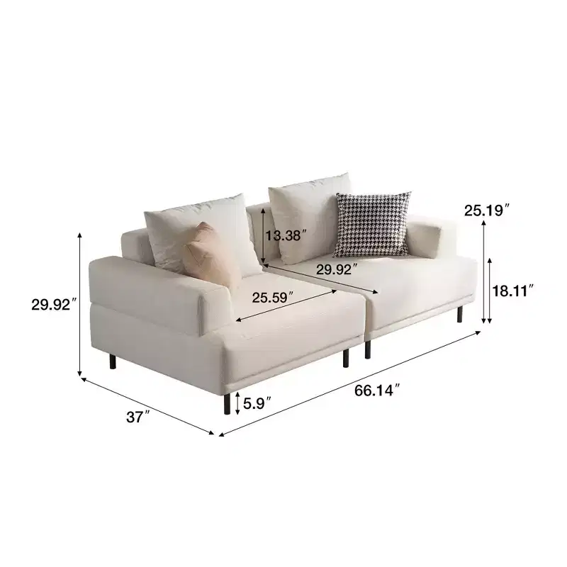 Luck Live Modern Breathable Cotton-Linen Fabric Sofa, couch,Solid Wood Frame, High-Elastic Sponge Seat Cushion Light Beige