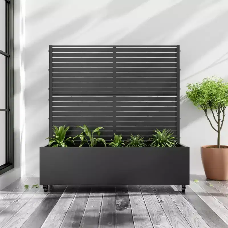 PexFix 49 in. H x 47 in. W Black Metal Rectangle Wall Planter Box with Trellis for Climbing Plants