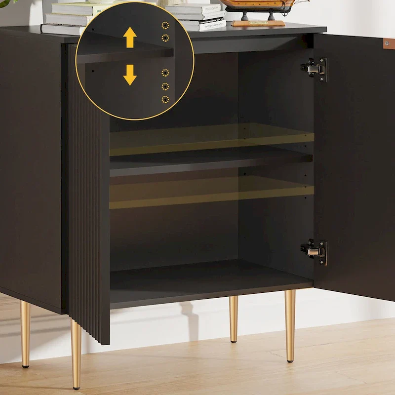 Sideboard Buffet Cabinet Set of 2 with Adjustable Shelves -