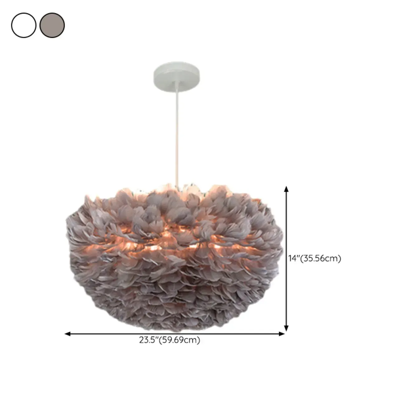 Modern White Feather Pendant Light Height Adjustable
