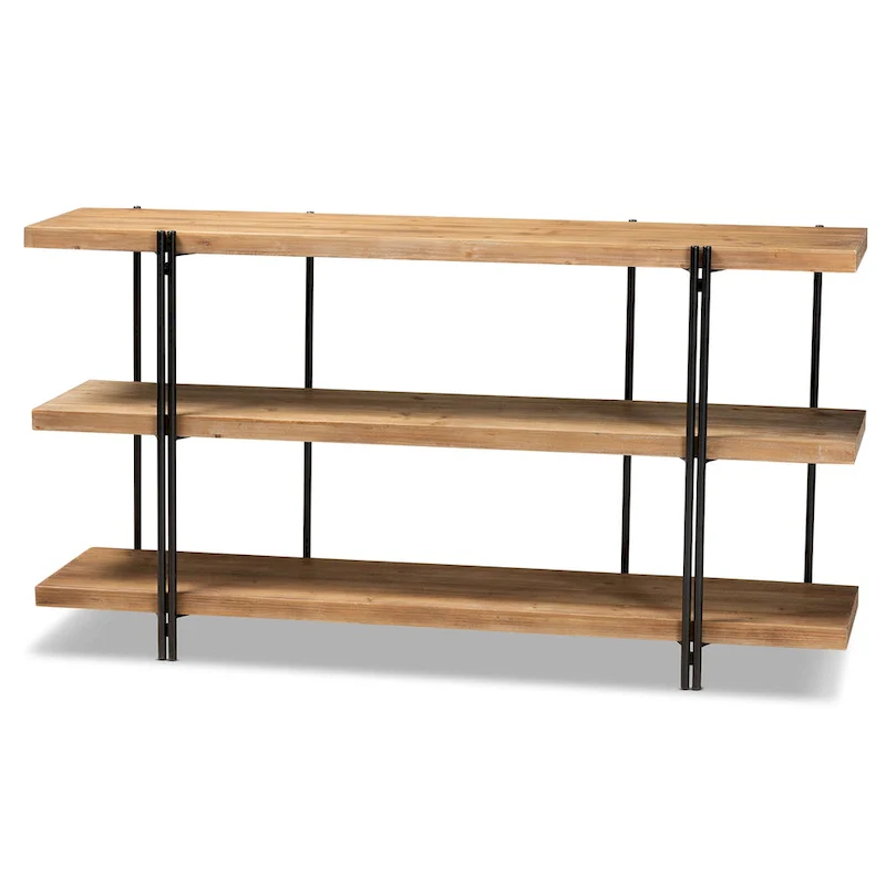 Tarah Brown Finished Wood and Black Finished Metal Console Table