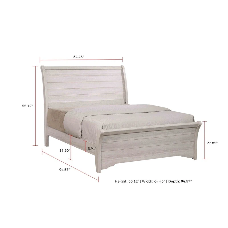 Marilyne 6 Piece Chalk Gray Rustic Sleigh Bedroom Set