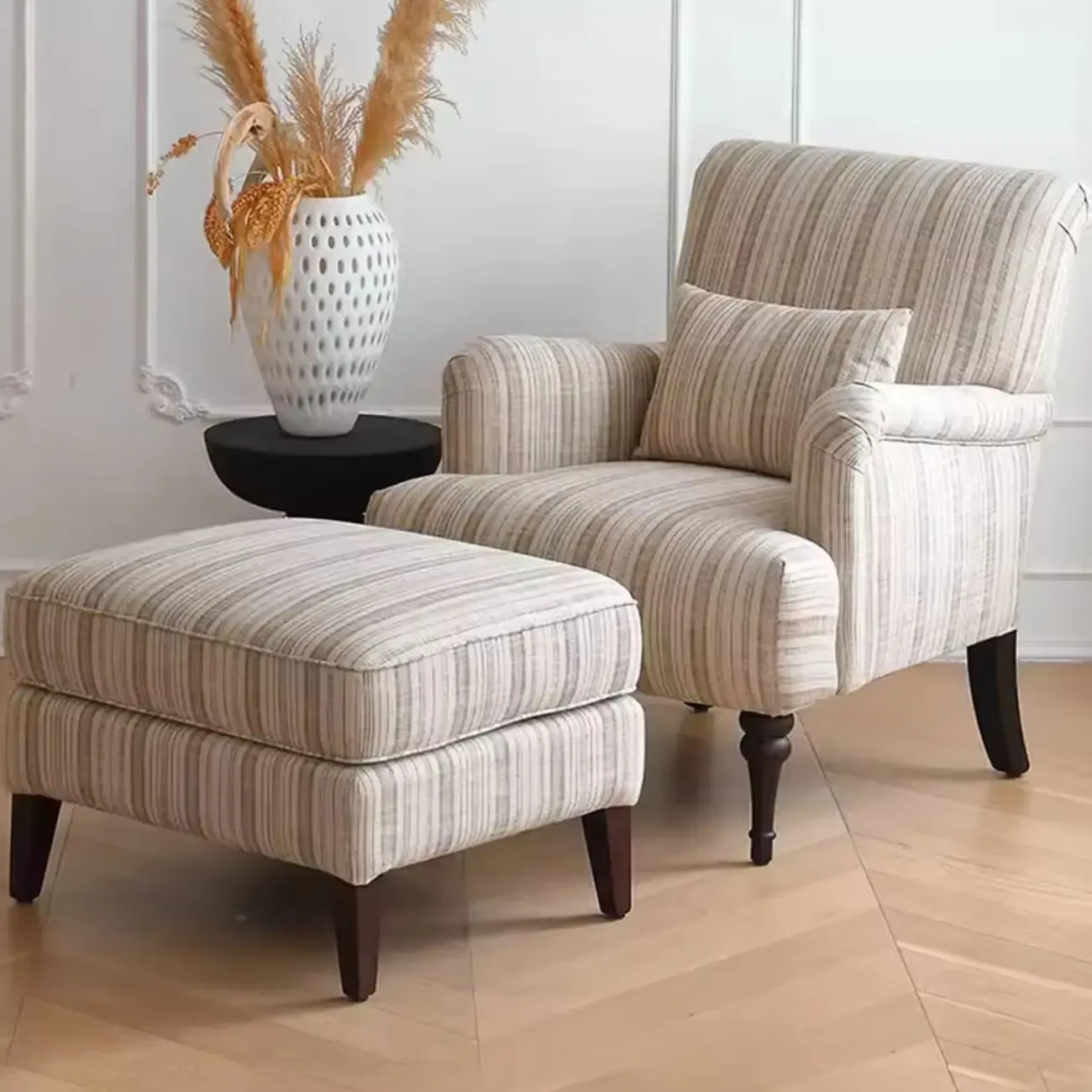 Modern High-Back Fabric Arm Chair for Living Room