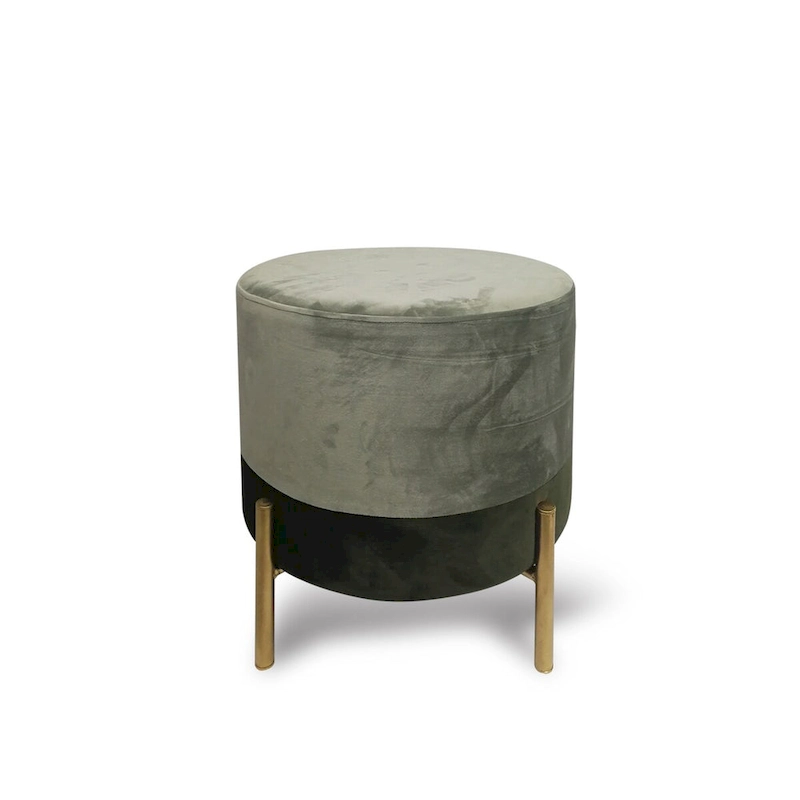 Round Shape Velvet Metal Leg Stool Ottoman