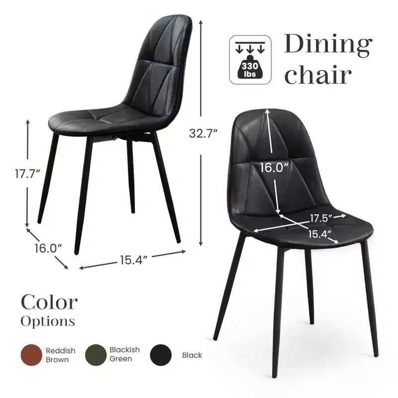 Hyleory Modern Upholstered Vintage Leather Dining Chairs Set of 2 with Metal Legs and High Back, for Kitchen and Dining Room