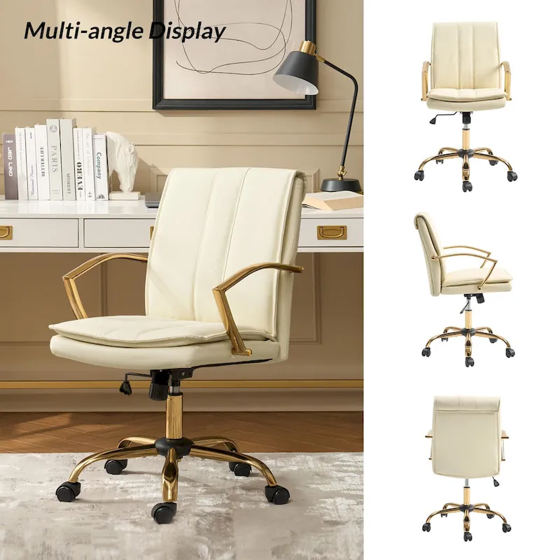 Ignacio Modern Leather Rocking Office Chair with Metal Base by HULALA HOME