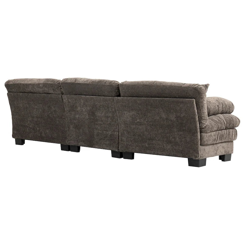 120.87 Chenille L-Shaped Sleeper Sectional Sofa with Ottoman
