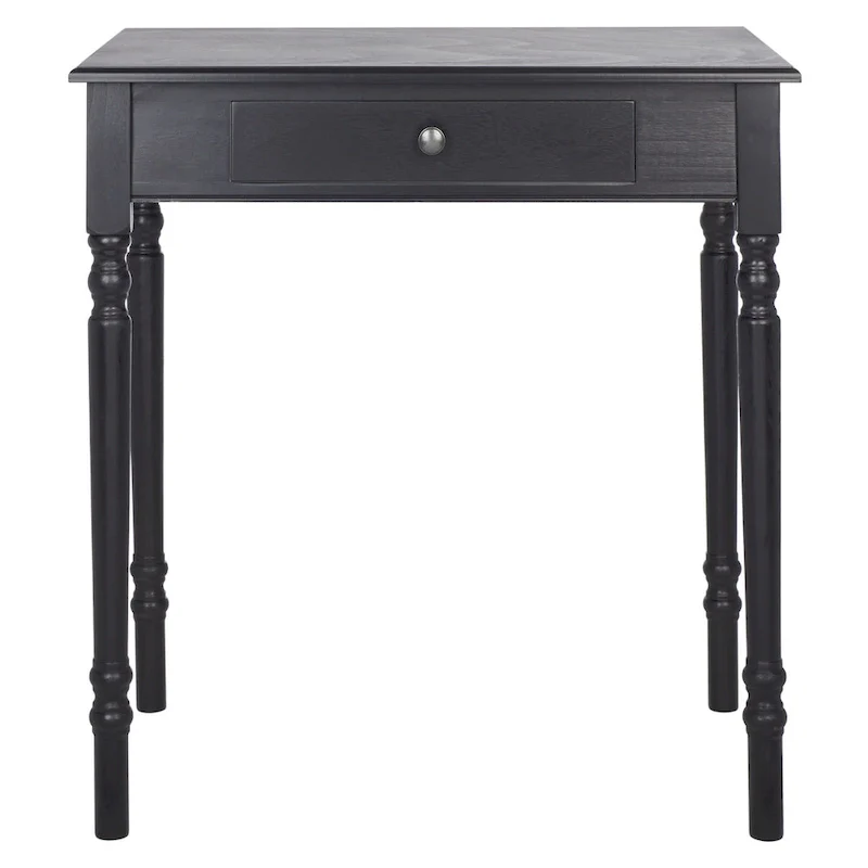 Classic 1-Drawer Writing Desk with Turned Legs & Rich Brown Top