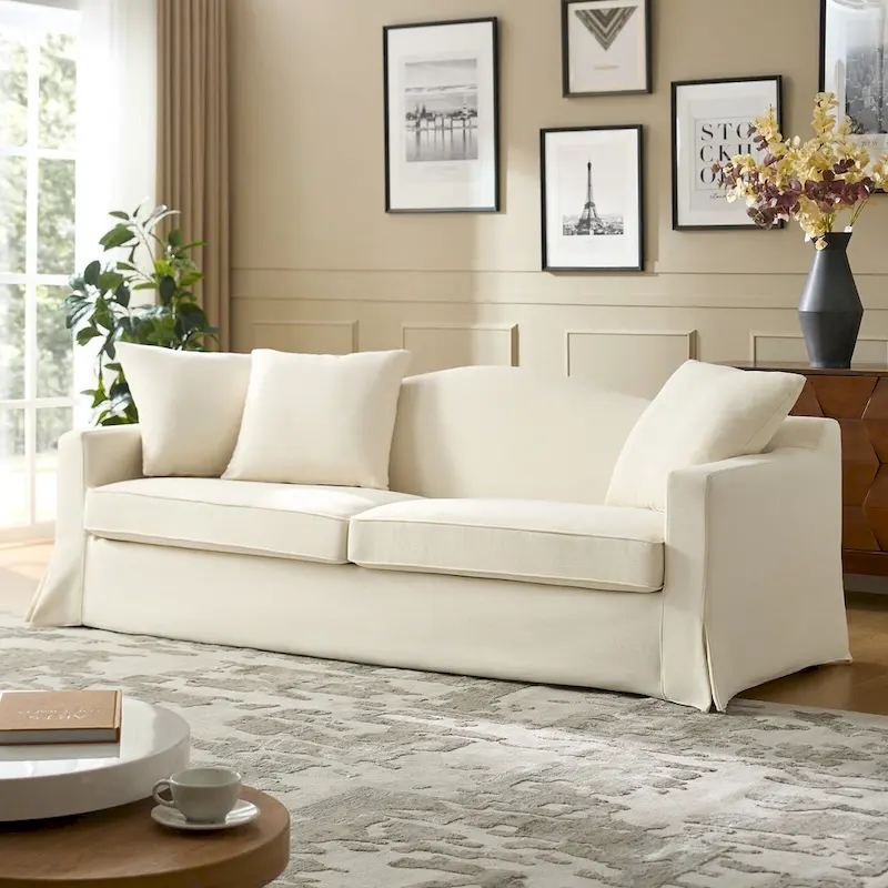 Antonio Transitional 83.5 Slipcovered Sofa with Curved Back by HULALA HOME