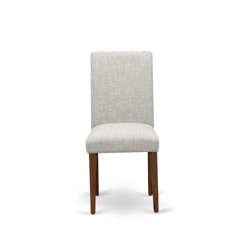 East West Furniture Dining Table Set- a Round Dining Table and Doeskin Parson Chairs, Antique Walnut (Pieces Option)