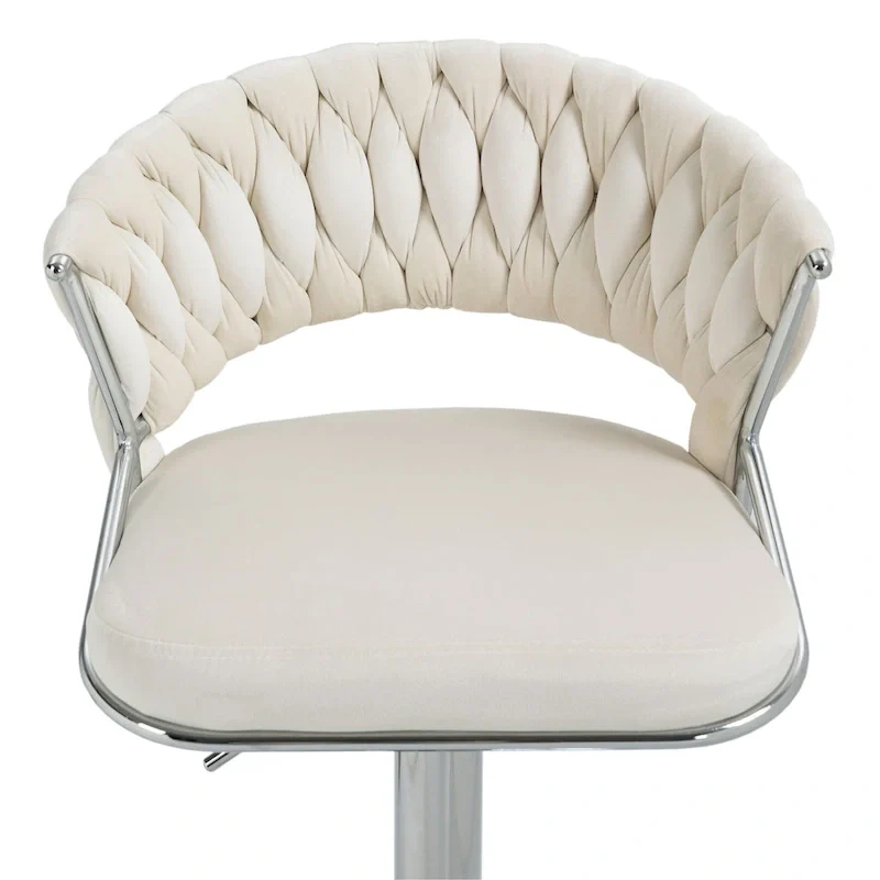 Set of 2 Bar Stool Adjustable Height with Swivel Seat