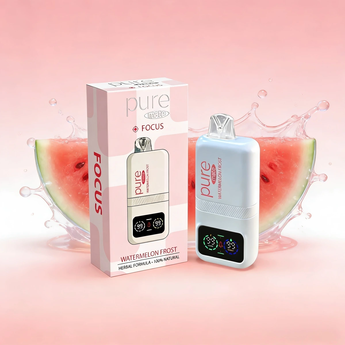 Pure Bar 10000 Puffs Rechargeable Vape — Watermelon Frost (0% Nicotine) - Caffeine vape shop online