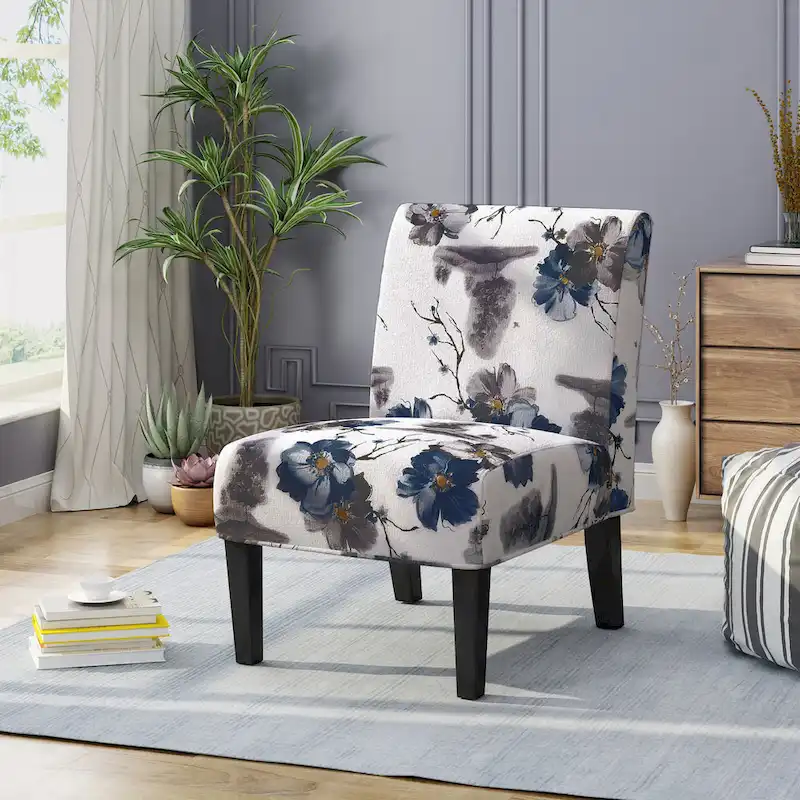 Dark Gray Polyester Slipper Accent Chair, Single Seat
