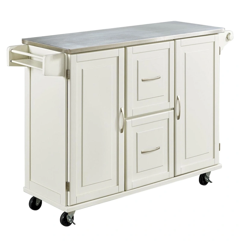 Homestyles Dolly Madison Wood Kitchen Cart with Stainless Steel Top