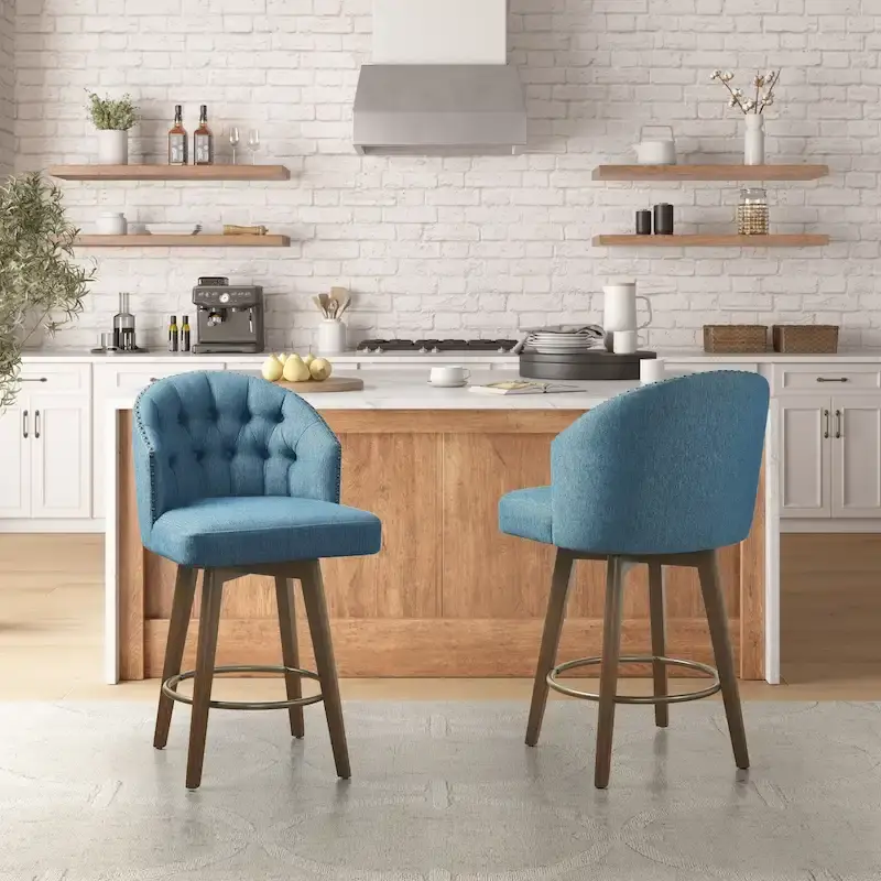 Madison Park Boyle Upholstered 360 Degree Swivel Counter Stool 26 H