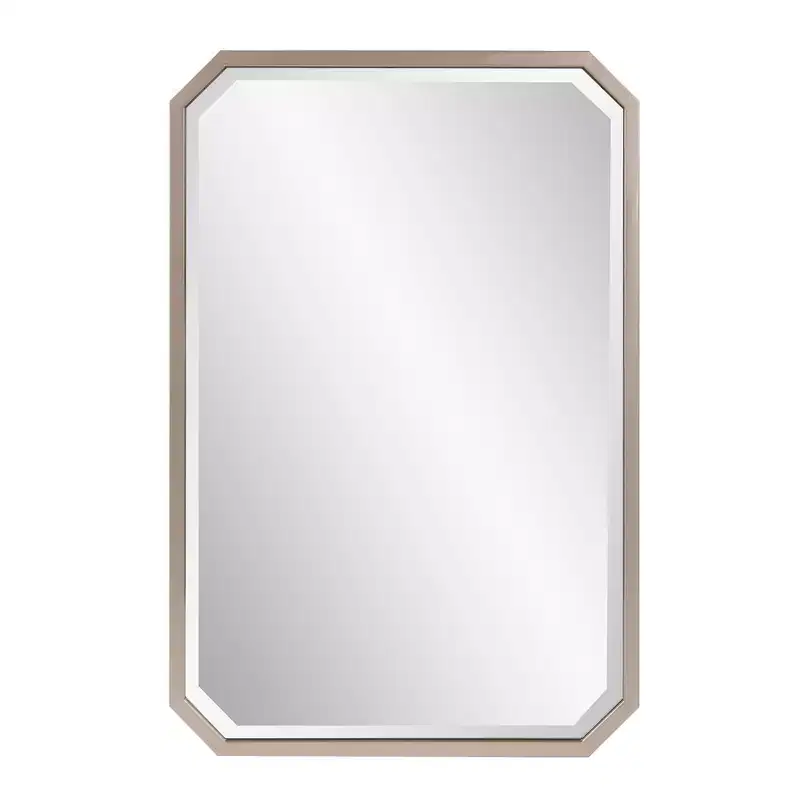 Howard Elliott 36"x24" Elongated Octagonal Beveled Wall Mirror Matte Warm Silver: Champagne Metal Frame, No Assembly Required