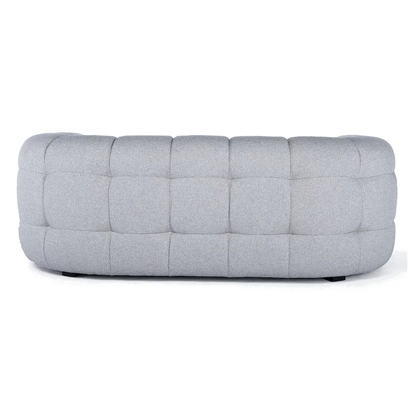 Grey Tufted Curved Sofa - 3 Seater