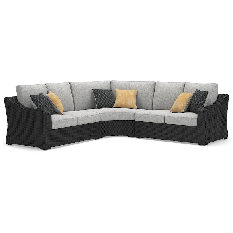 Signature Design by Ashley Beachcroft Black/Gray 3-Piece Outdoor Sectional - 145