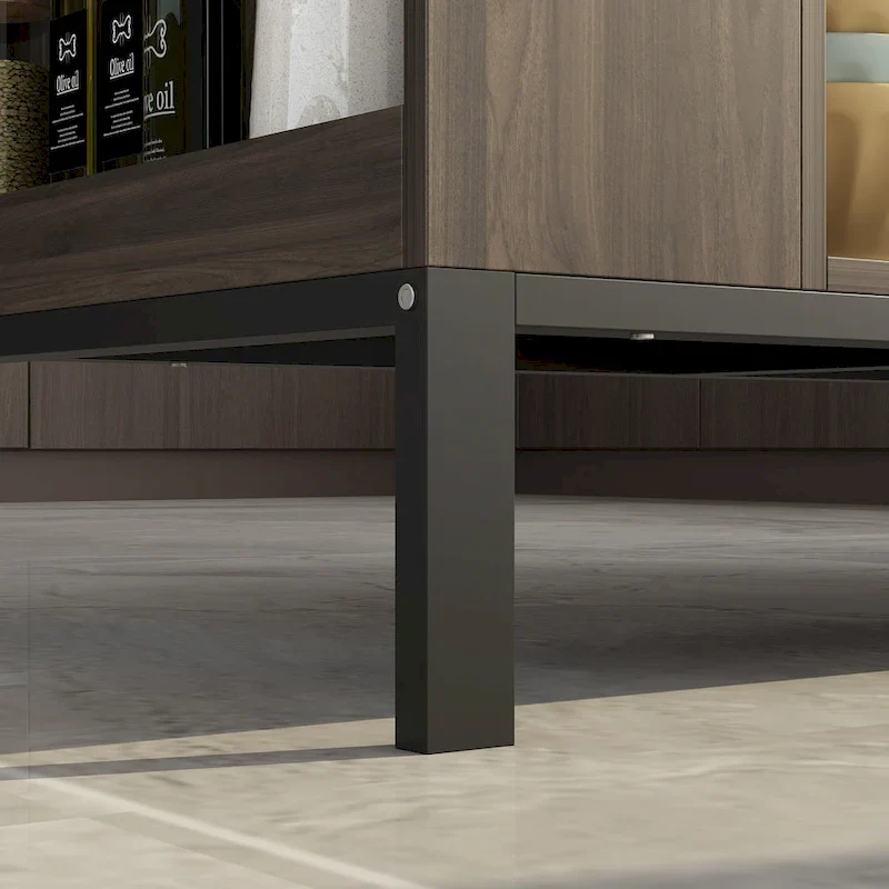 55.1 W Buffet Kitchen Island Cabinet with Open Shelves Two Drawers