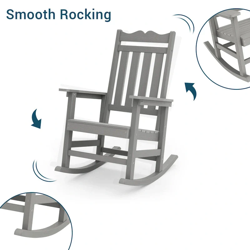 BONOSUKI Patio Adirondack Rocking Chair,Fire Pit Chair Weather Resistant