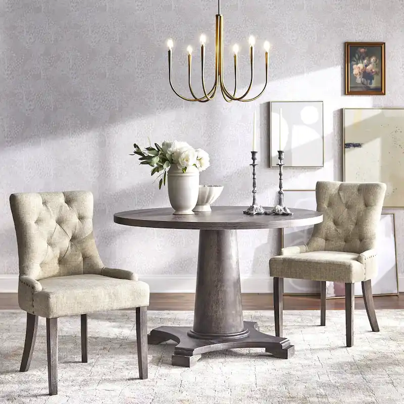 Ariana Dining Set - 5 Piece Round Table with Upholstered Chairs