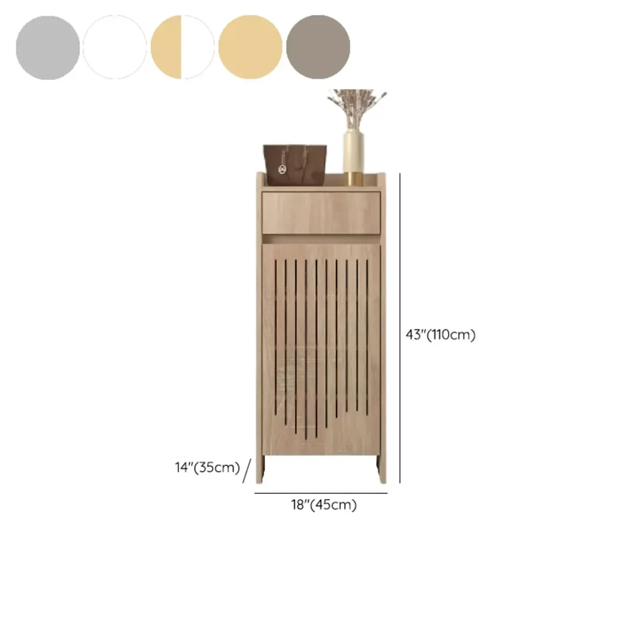 Modern Slim Wood Beige Entryway Shoe Cabinet