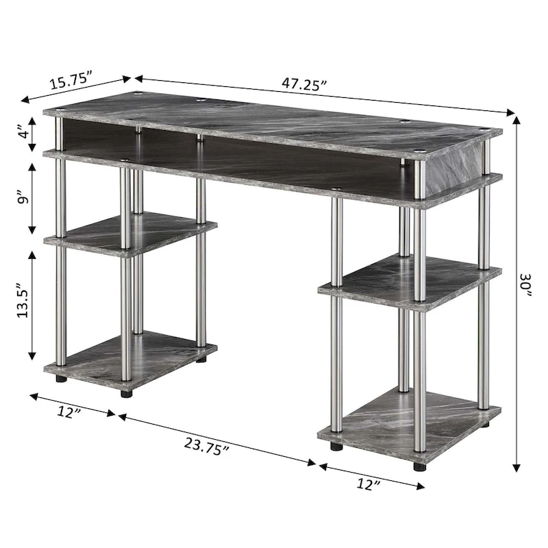 Convenience Concepts Designs2Go No Tools Student Desk with Shelves