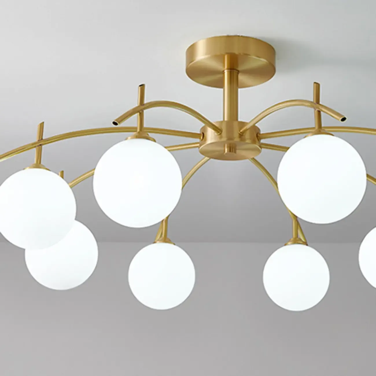 Classic Large Globe Glass Golden Semi Flush Mount Ceiling Light