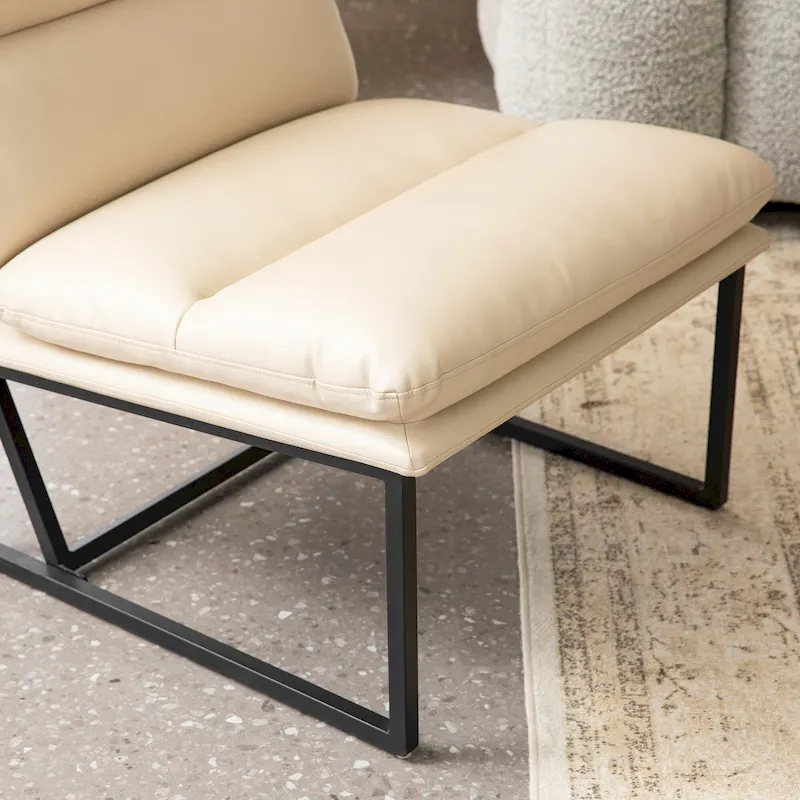 Glitzhome 30.25H Modern Soft PU Leather Armless Accent Chair