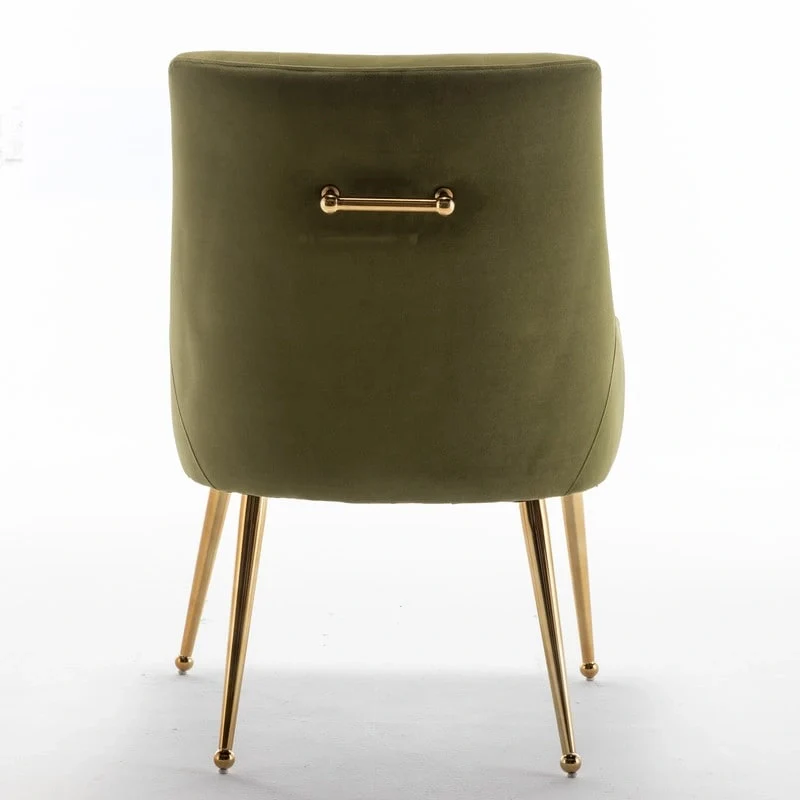 Modern Dining Chairs Set of 2, Upholstered Accent Chair Tufted Back Armless Chair with Back Pull