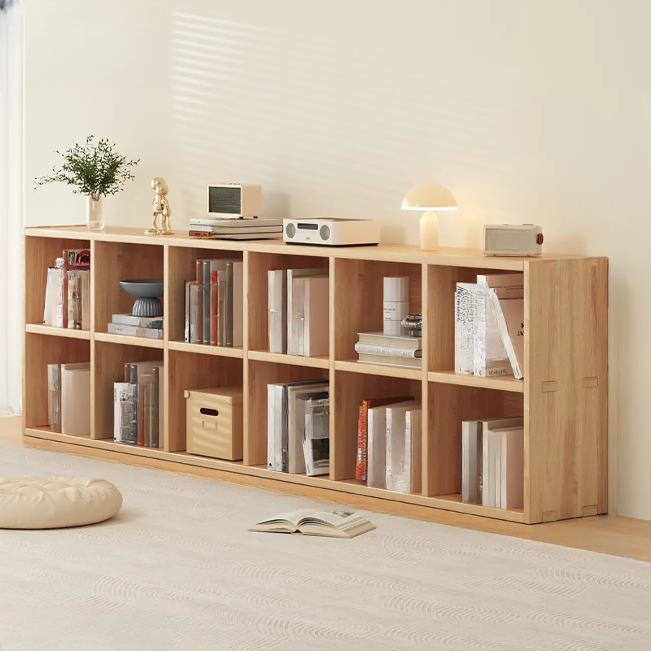 Modern Modular Rectangular Lateral Pine Wood Bookcase