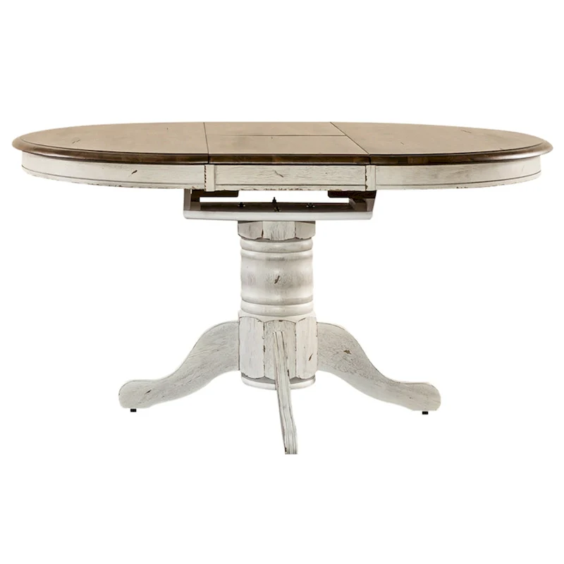 Carolina Crossing Antique Honey White Pedestal Table Set