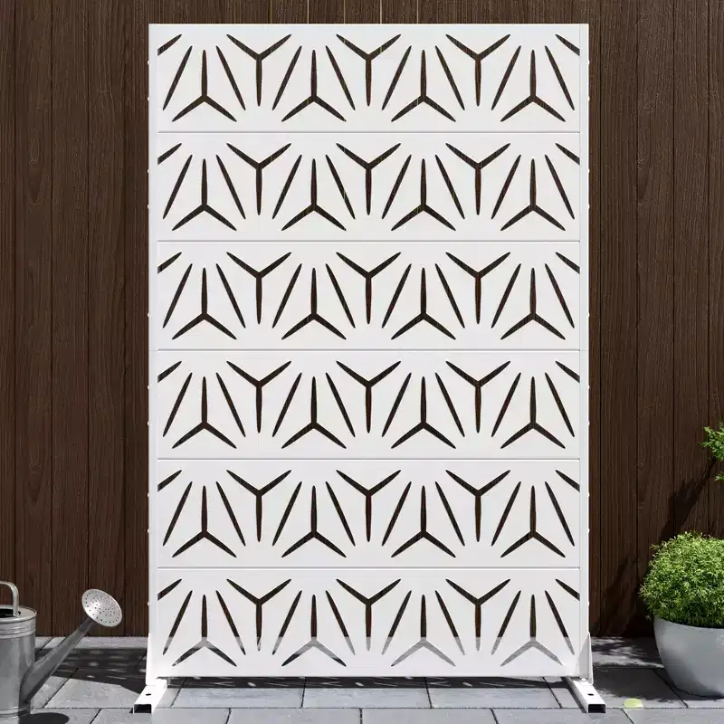 MAYEERTY Galvanized Steel Privacy Screens Outdoor and Indoor Divide with Freestanding Decorative White