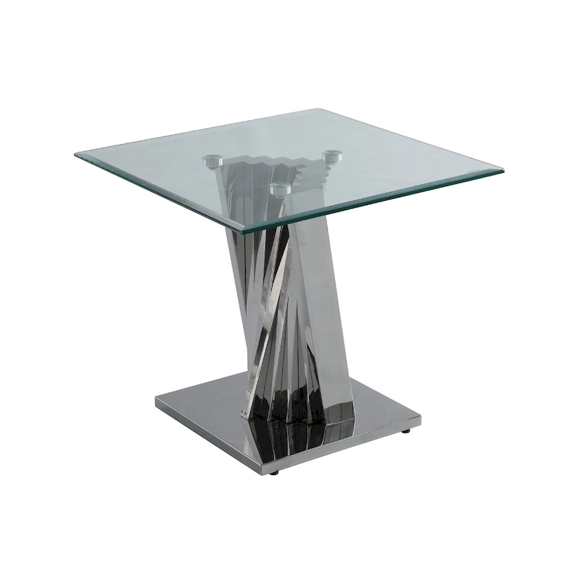 Best Quality Furniture Modern Glass End Table w/ Spiral Base - End Table