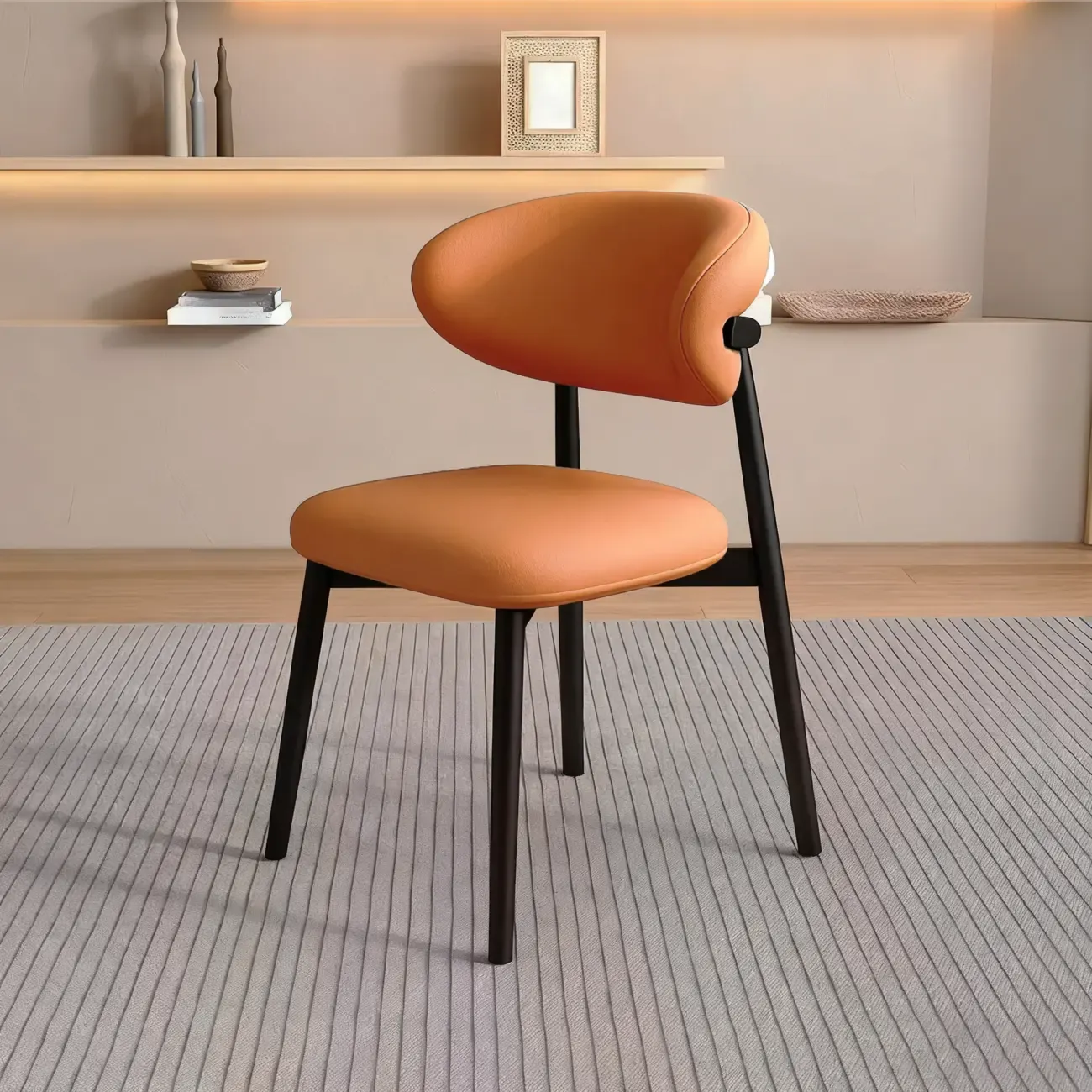 Modern Leather Wood Dining Chair Set of 2