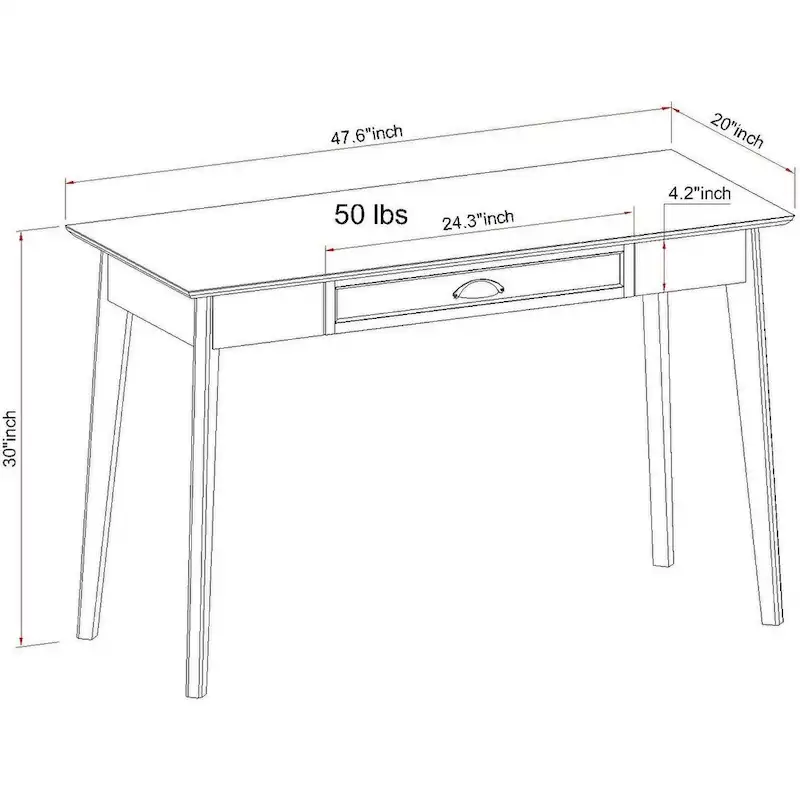 Caffoz Home Office Modern Writing Desk with Drawer and USB Hub