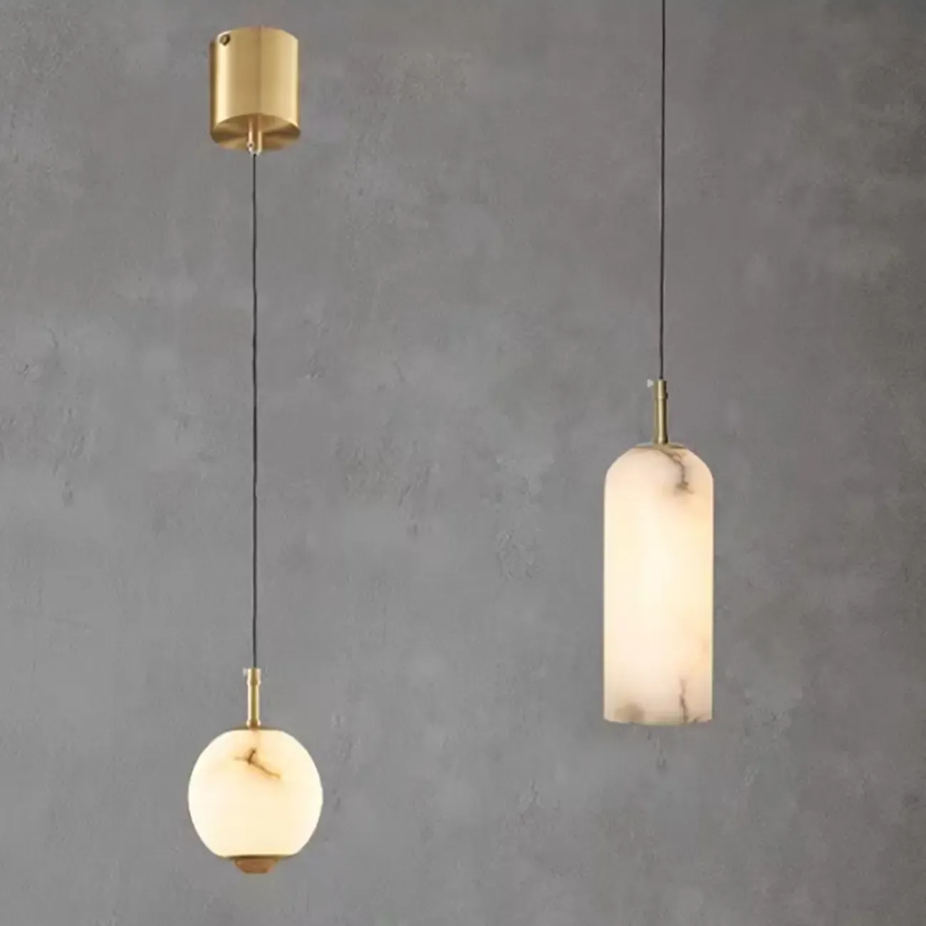 Modern Gold Globe Alabaster Kitchen Pendant Lighting