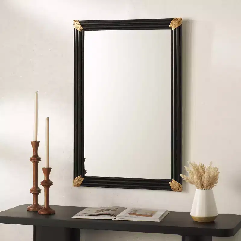 Bindie Mirror - 24.02 x 35.94 - MRR9021 - Natural/Black - Safavieh