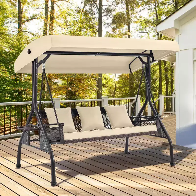 EROMMY Outdoor Porch Swing with Adjustable Hardtop