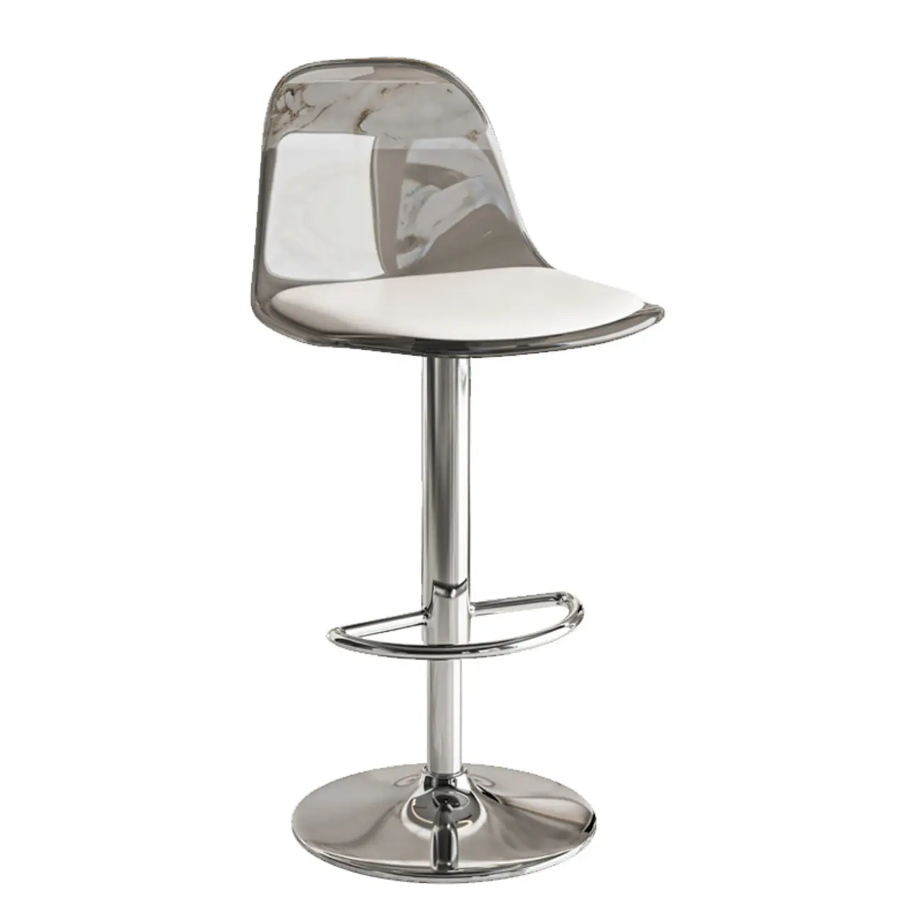 Transparent Acrylic Cushioned Swivel Adjustable Bar Stool