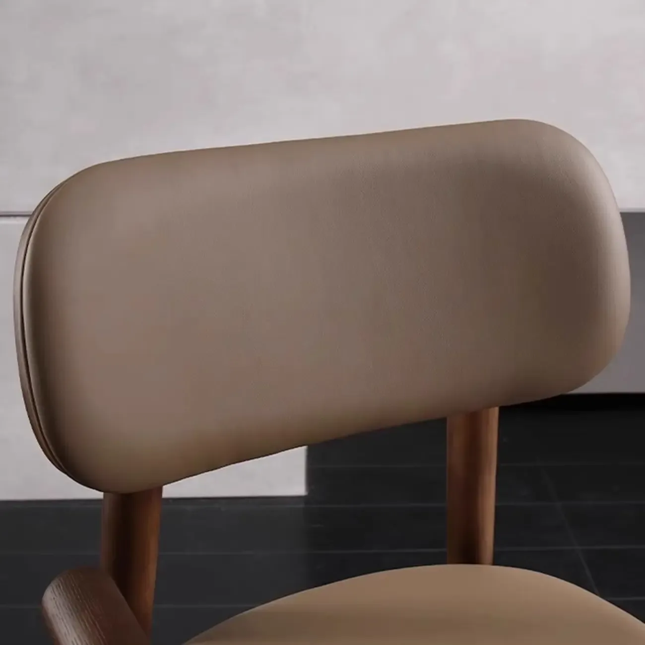 Square Four Legs Black Wood Leather Bar Stools