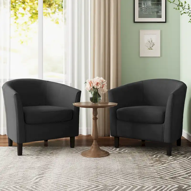 2 Set Modern Accent Chair Upholstered Barrel Chair
