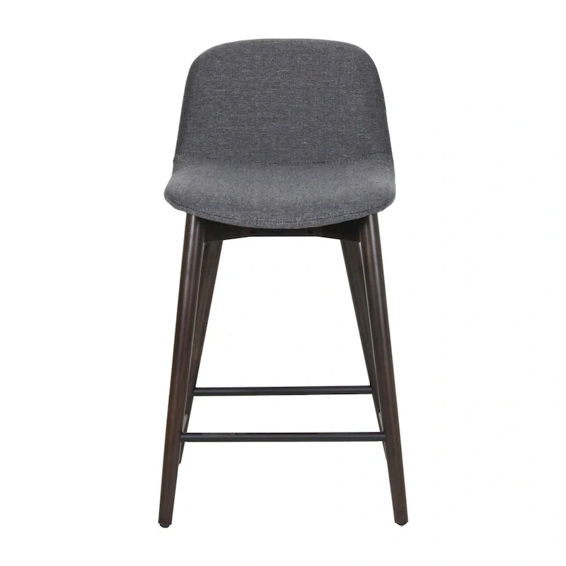 Upholstered Solid Wood Counter Stool With Footrest by