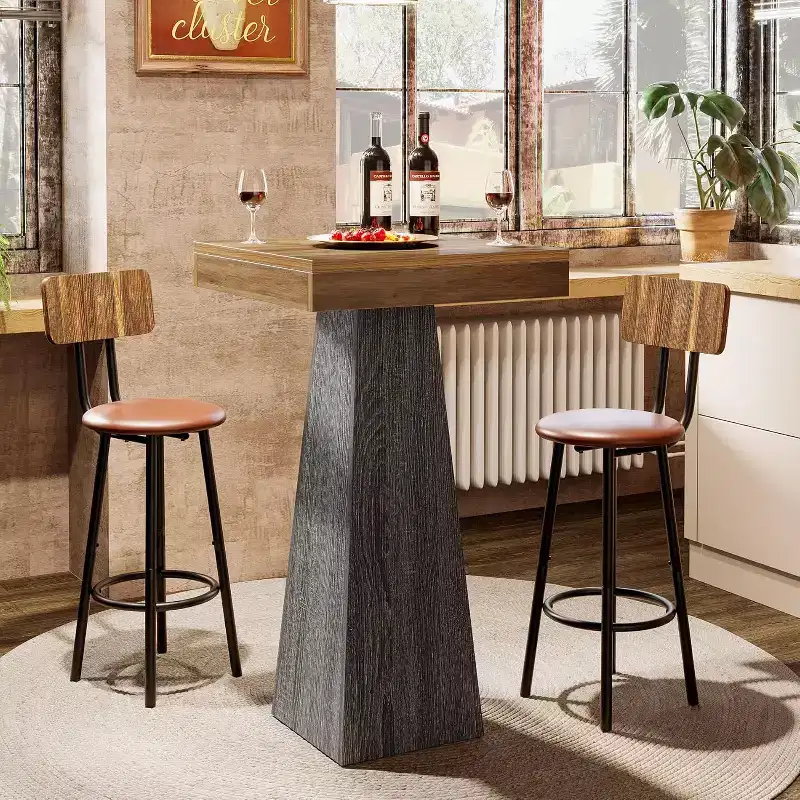 Lantine Square Bar Table, 39.96 High Pub Table, Small Home Bar Unit for Dining, Coffee, Cocktail, Small Space, Kitchen, (Only Table)