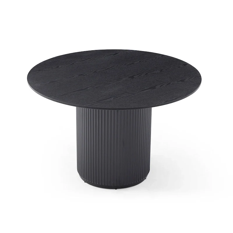 Black Round Dining Table, MDF handcraft Pedestal Dining Room Table