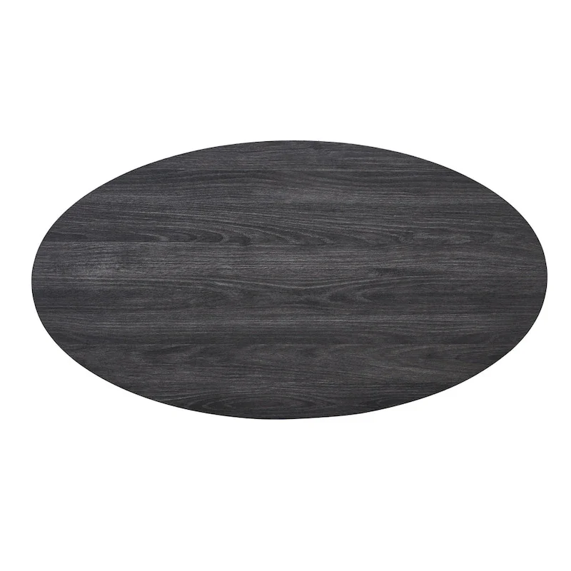 Modern style round wooden shelf coffee table - charcoal gray/white