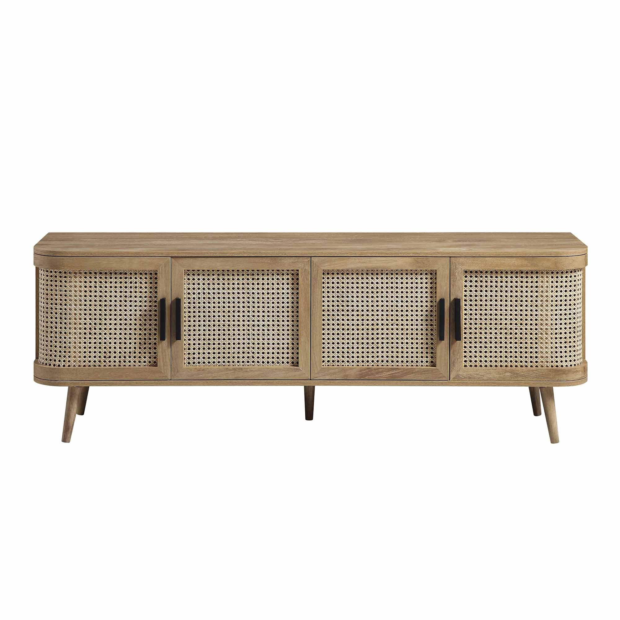 Curved Rattan 63 Wide TV Unit, Natural
