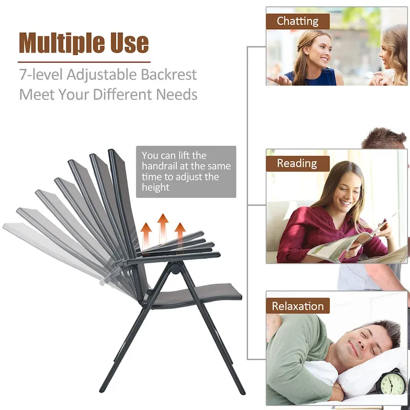 Costway 4PCS Patio Folding Dining Chairs Aluminium Adjustable Back - See details