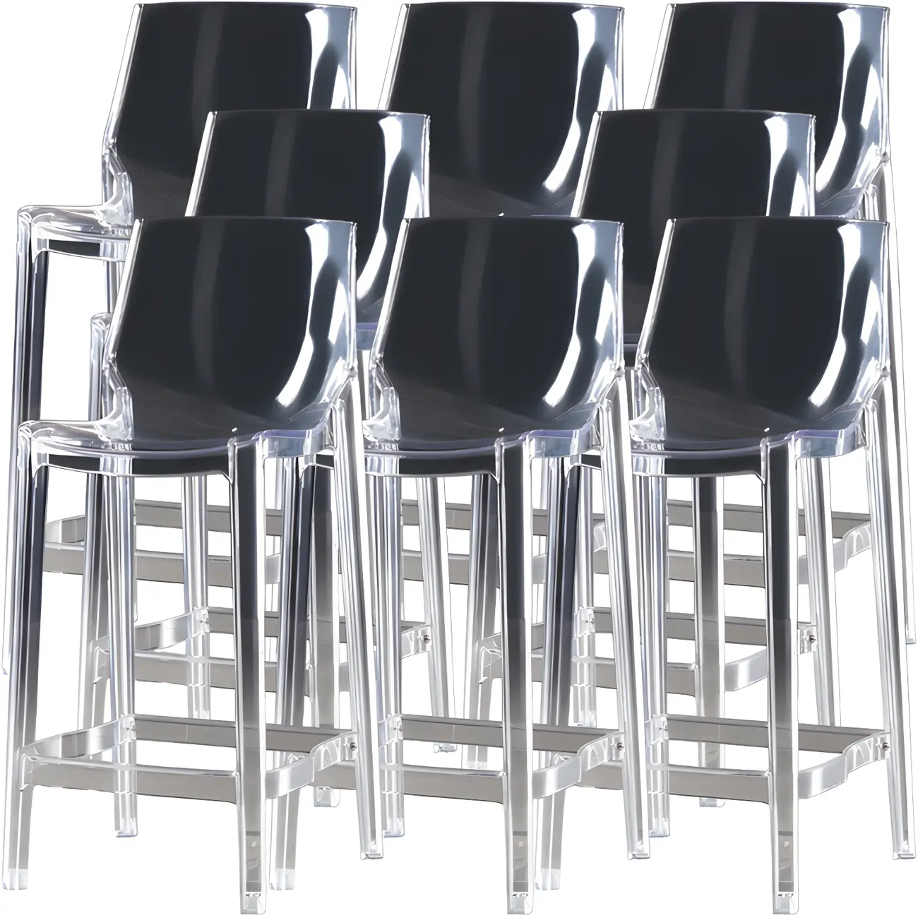 Modern Acrylic Transparent Chic Rectangle Durable Bar Stool